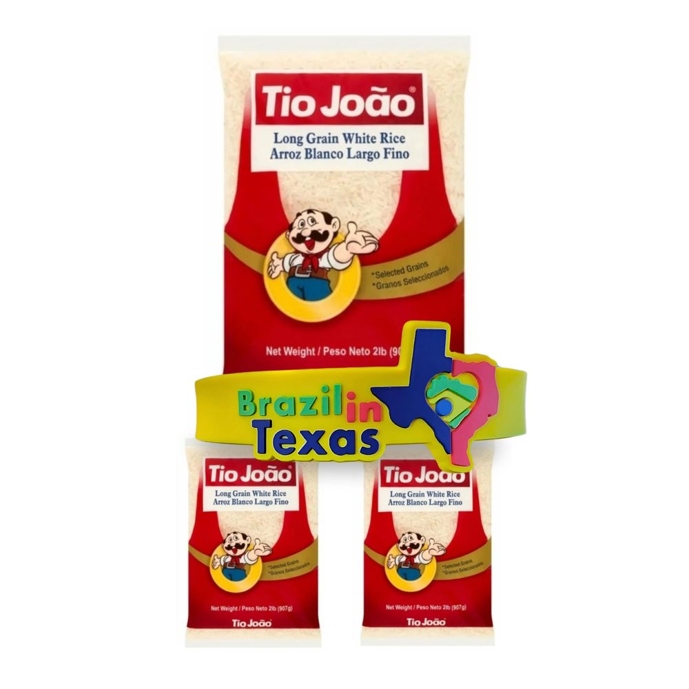 Arroz Branco Tio Joo 907g | Pack 3x907g | Brazilian White Rice + Silicone Bracelets Souvenir | Brazil in Texas Bundle