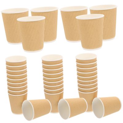Ipetboom 50pcs Double-wall Disposable Coffee Cups Hot Milk Tea Drinking Cups and for Boys and Girls for Parties and Events Stylish