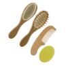 MERRYHAPY 4pcs Hair Brush Comb Wooden Boys and Girls Styling Comb Bath Gentle Scalp Massage Beech Wood Safe for Toddlers view 1