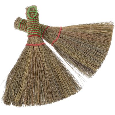 BCOATH 2pcs Short Handle Straw Broom for Desktop Cleaning Small Whisk Broom for Home and Office Dusting Practical Dust Brush for Furniture and Countertops