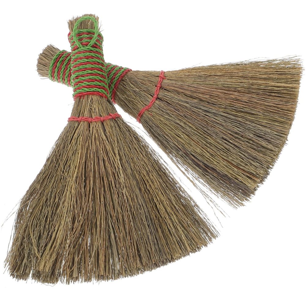 BCOATH 2pcs Short Handle Straw Broom for Desktop Cleaning Small Whisk Broom for Home and Office Dusting Practical Dust Brush for Furniture and Countertops