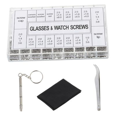 Didiseaon 1000pcs Glasses Repair Kit with Screws Tweezers Screwdriver and Cleaning Cloth Eyeglasses Sunglasses Watches and Jewelry Repairs at Home Office