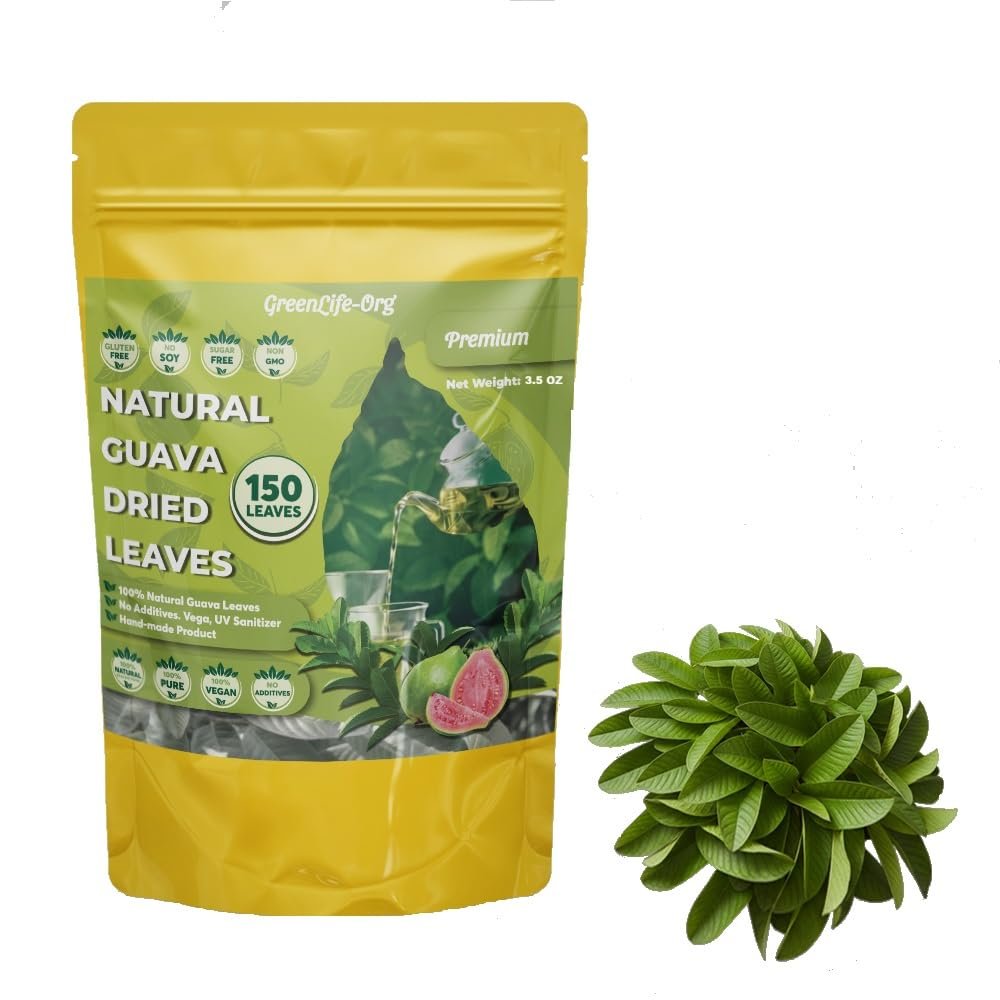 150 + Pure Quava Leaves, 3.5 oz, 100% Sun- Dried Natural & Pures. Loose Herbal Tea. Boost Immunity & Rich in Antioxidants. No Sugar, No Caffeine, No Gluten, No Soy, Vegan.
