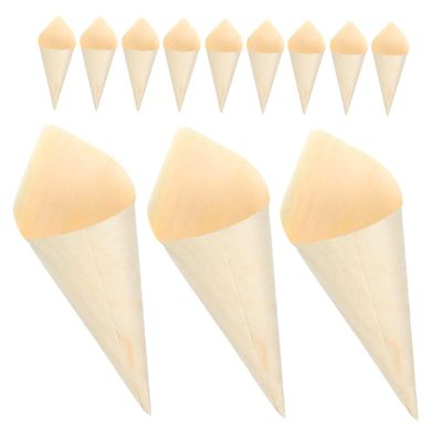 Gatuida 50pcs Ice Cream Cone Holder for Waffle Cones Disposable Wood Cones Food Serving Charcuterie