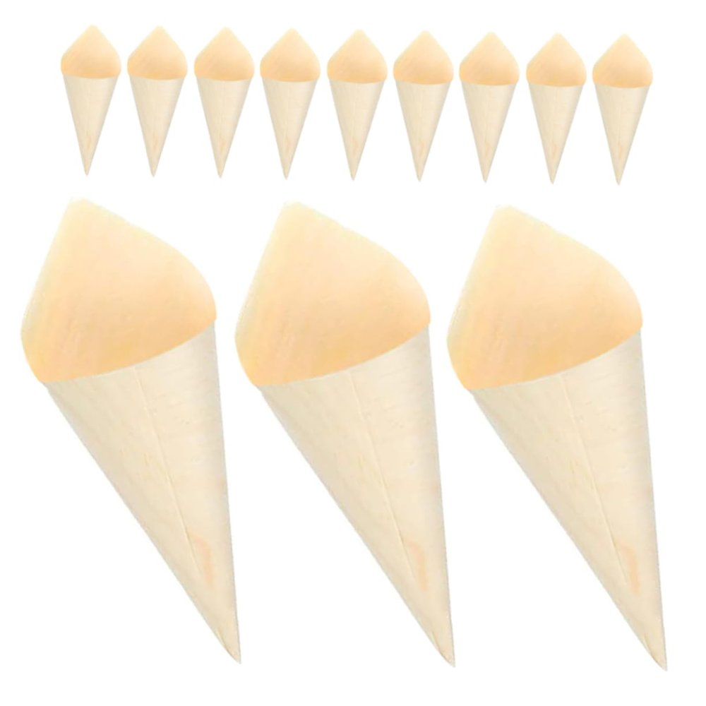 Gatuida 50pcs Ice Cream Cone Holder for Waffle Cones Disposable Wood Cones Food Serving Charcuterie