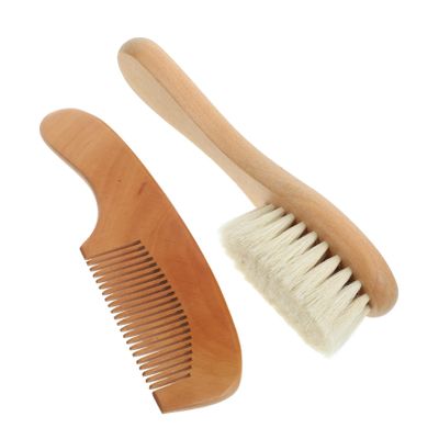 SKISUNO 2pcs Wooden Comb Brush for Boys and Girls Scalp Massage and Bath Cleaning Soft Detangling Shower Brush Adult Natural Material