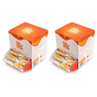 100% Raw Unfiltered Honey Spoon Stirrer - Pure Honey Spoons For Tea - 2 boxes of 100 pcs pack Premium Grade Individually Wrapped And Sealed Single Serve Natural Sweetener -Honey Packets Single Serve 200 pieces Honey Spoon (0.25 oz x 200 )