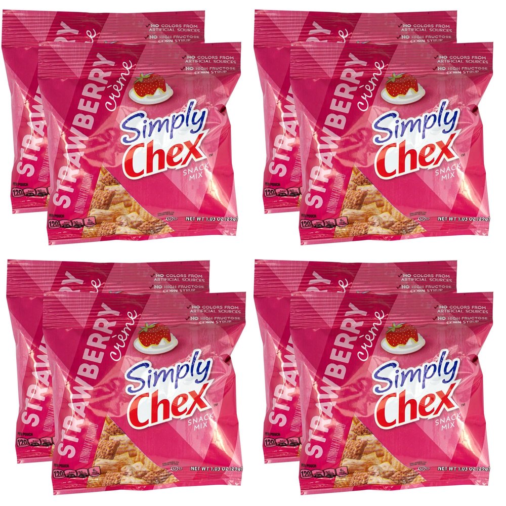 ChexMix Strawberry Yogurt 1.03oz Bags (8 Pack), Snack Mix, Snack Packs, The Hampton Candy Company