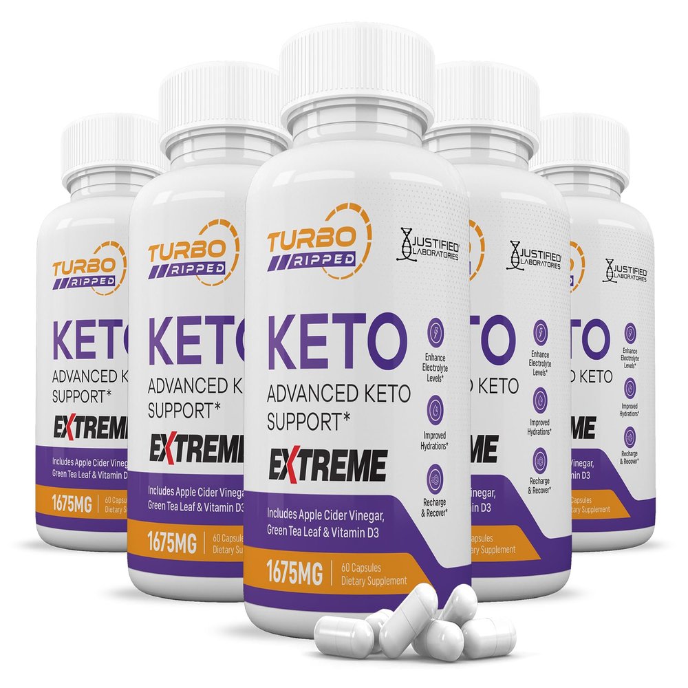 (5 Pack) Turbo Ripped Keto ACV Extreme Pills 1675MG Keto Support Blend Capsule Alternative Keto ACV Gummies Formulated Apple Cider Vinegar Extra Virgin Olive Oil Powder Green Tea Leaf 300 Capsules