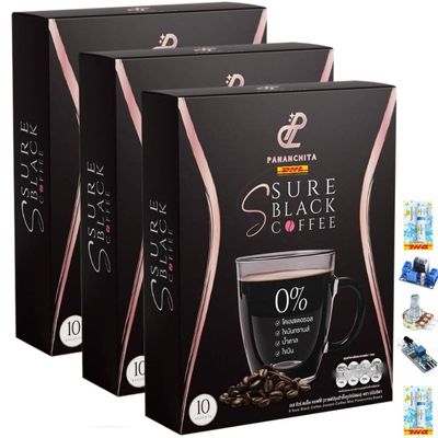 10 Sachets/Box 100% Arabica Delicious Good Shape SSureBlack Coffee Aromatic Rich Intense Fruit Snack (of 3) By Thaigiftshop [Get Free Tomato Facial Mask]
