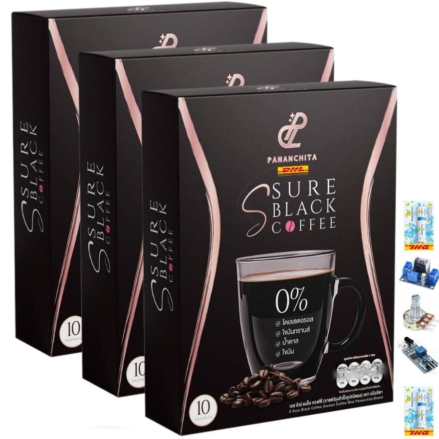 10 Sachets/Box 100% Arabica Delicious Good Shape SSureBlack Coffee Aromatic Rich Intense Fruit Snack (of 3) By Thaigiftshop [Get Free Tomato Facial Mask]