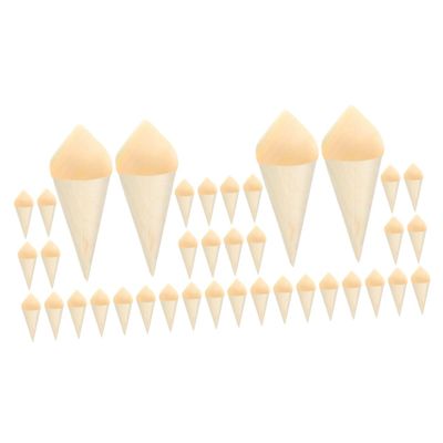 SOLUSTRE 200pcs Wooden Ice Cream Cones Disposable Dessert Holders for Ice Cream Snacks Appetizers Pinewood Cones Food Serving