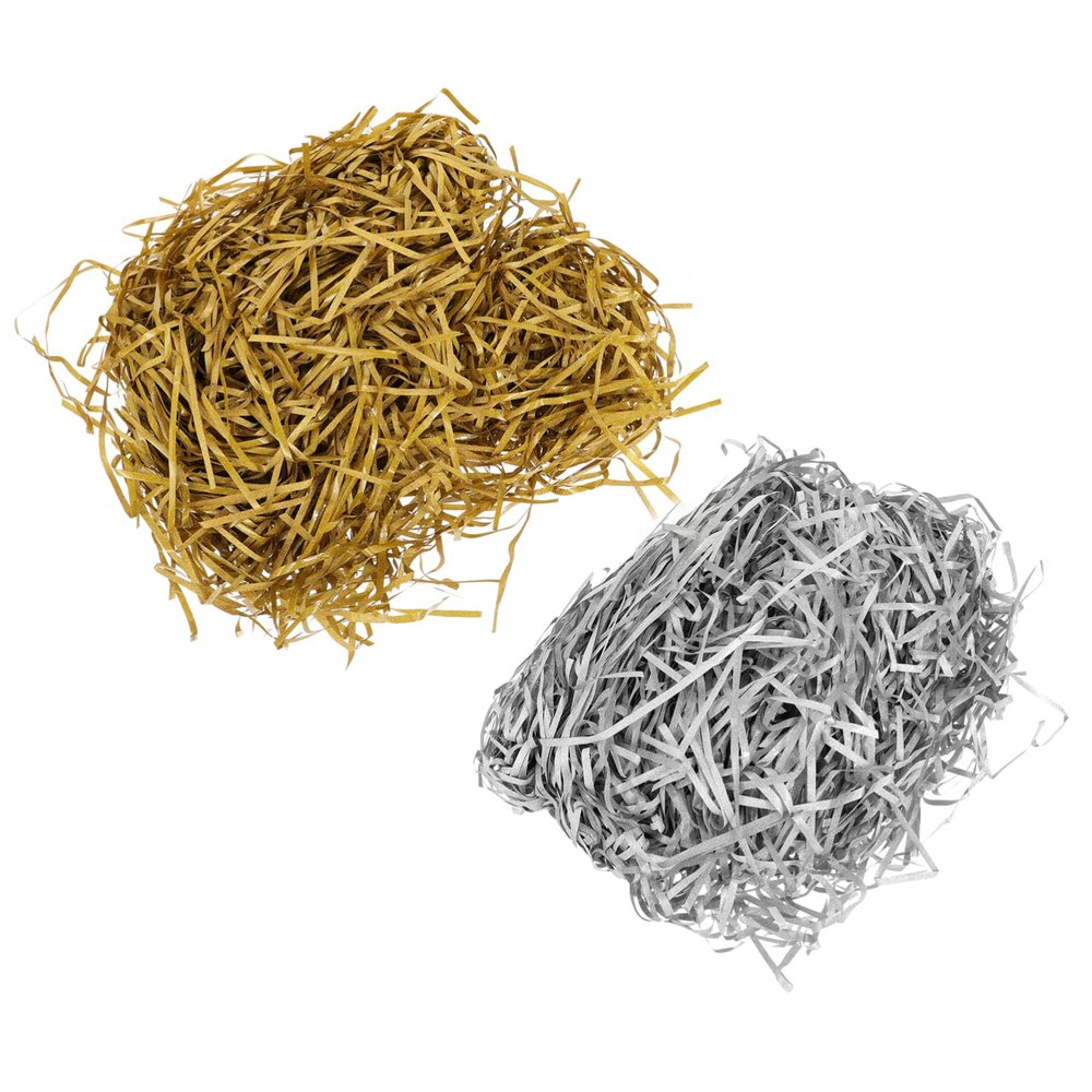 Anneome Shredded Paper Silk Box Filler 2 Pack Bright Gold Silver for Packaging Fillers Wedding Supplies