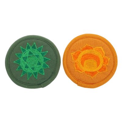 Alasum 2pcs Embroidered Sound Bowl Cushions Small Meditation Pads for Tibetan Singing Bowls Durable Yoga Mats Green Orange for Buddhism Practitioners