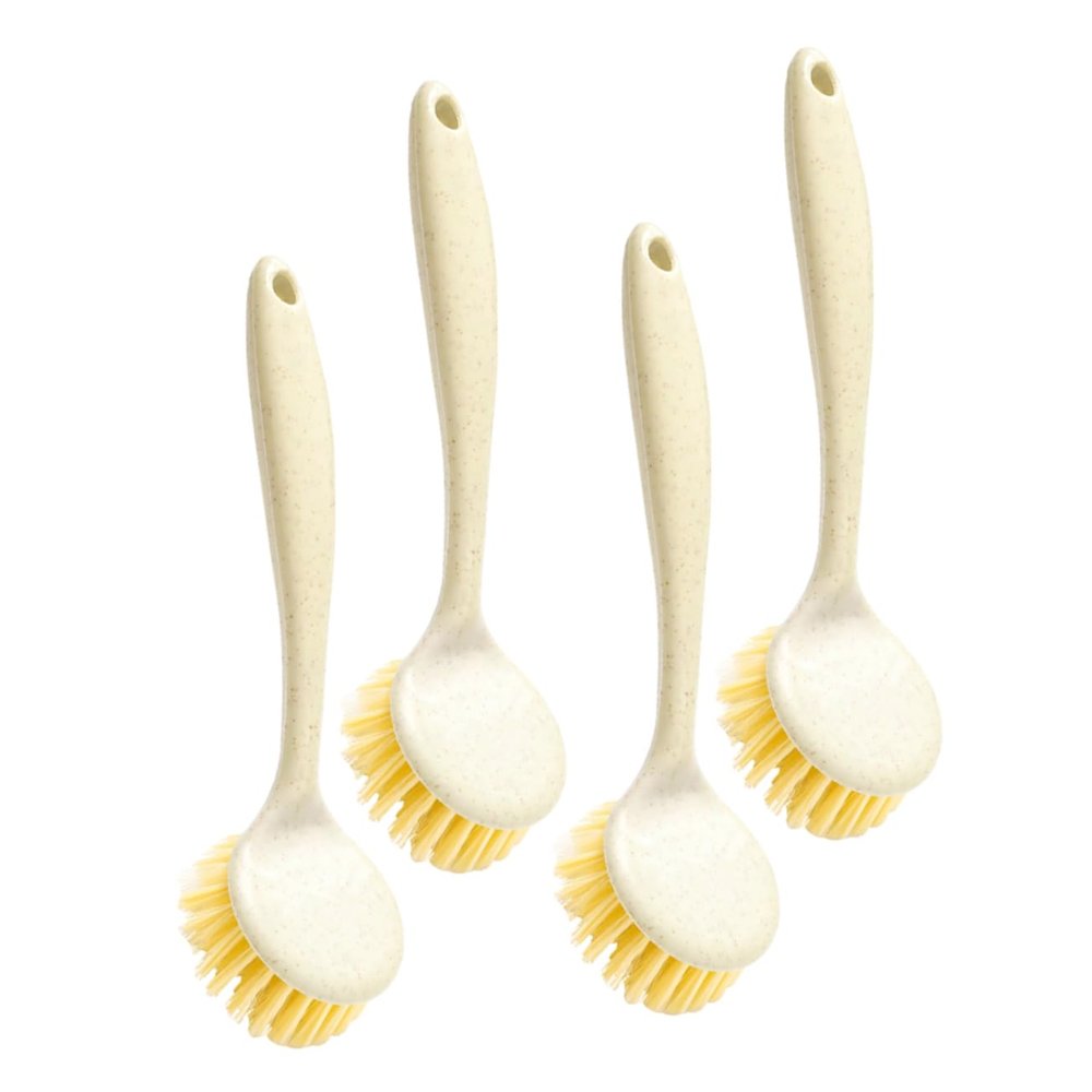 Anneome 4pcs Long Handle Dish Brushes for Kitchen Cleaning Non-Slip Scrubbers for Pots Pans and Dishes Convenient Hanging Storage Household Cleaning Tools