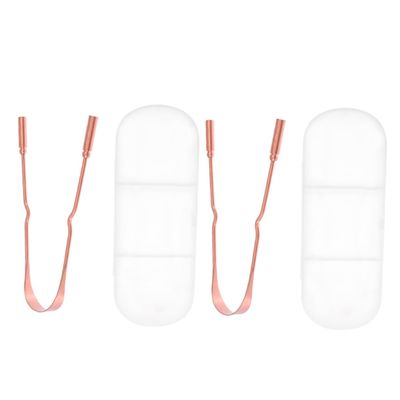 Anneome 2pcs Tongue Scraper Tool with Storage Box Durable Cleaning Device for Fresh to Use for Adults and Teens U-shape Design