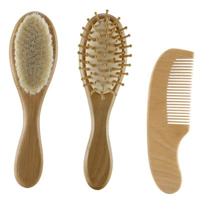 BEBEMOKO Newborn Hair Brush Shampoo Brush Wooden Comb Hair Kit for Boys and Girls for Newborns