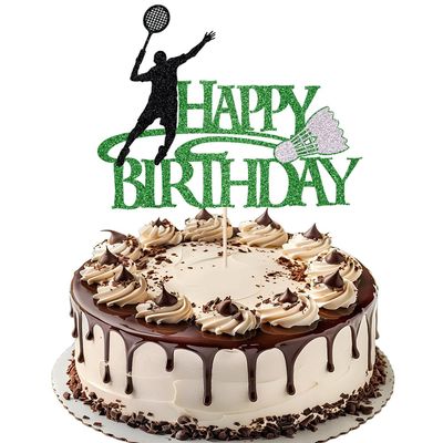 Keoysek Badminton Happy Birthday Cake Topper Sports theme Cake Topper
