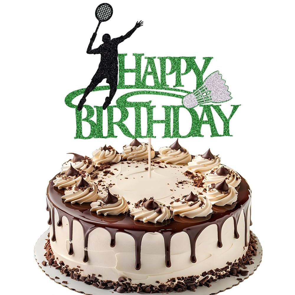 Keoysek Badminton Happy Birthday Cake Topper Sports theme Cake Topper
