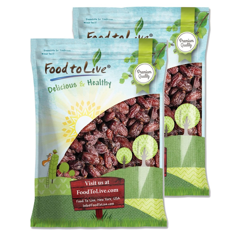 Food to Live California Medjool Dates, 15 Pounds  Soft & Juicy Nature's Candy. Unsweetened, Unsulphured Dates with Pits. Vegan, Kosher, Bulk.