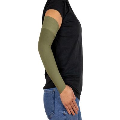 Lymphedivas Olive Medical Graduated Compression Arm Sleeve for Lymphedema (Long 20-30 mmHg Small)