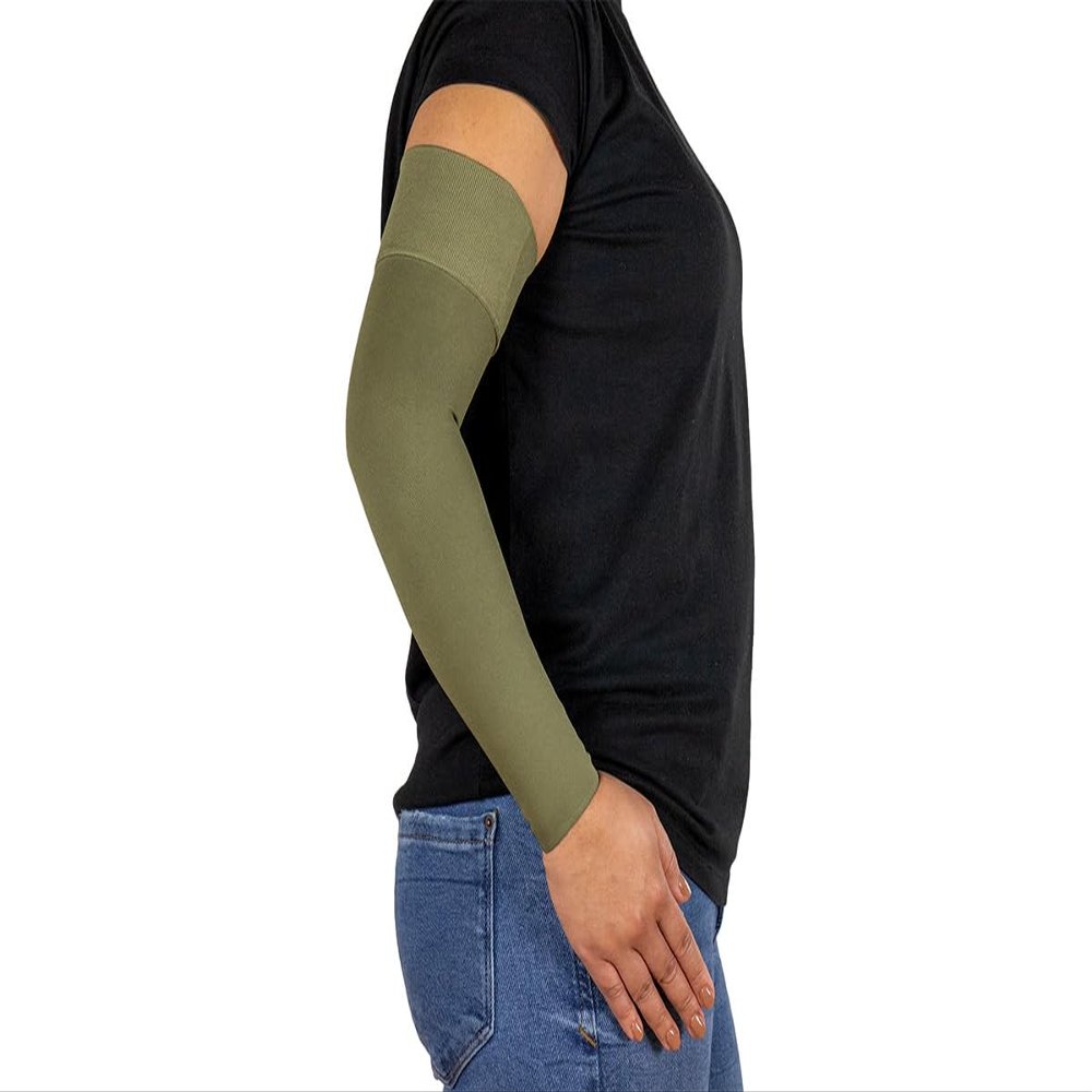 Lymphedivas Olive Medical Graduated Compression Arm Sleeve for Lymphedema (Long 20-30 mmHg Small)