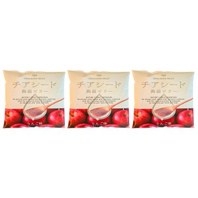 UMAYA - Wakasho Chia Seed Jelly Apple Flavor (6.1oz Per Pack) - Vegan Low Calorie Japanese Superfood Snack - Plant-Based & Gluten-Free - Individually Wrapped - Made in Japan - 3 Packs