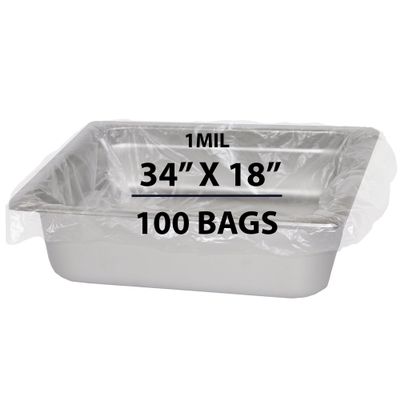 Poly Nylon Pan Liner, 1Mil 34" X 18" & 100 Bags | Polyethylene/Nylon Material, Ideal for Food Storage | Protects Oven Baking & Roasting Pans