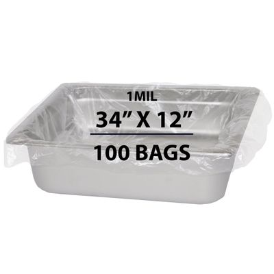 Poly Nylon Pan Liner, 1Mil 34" X 12" & 100 Bags | Polyethylene/Nylon Material, Ideal for Food Storage | Protects Oven Baking & Roasting Pans