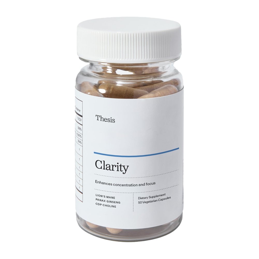 Thesis Clarity Nootropic Supplement for Energy & Focus Lions Mane, Panax Ginseng, Caffeine & B6 Daily Brain Support 25 Servings