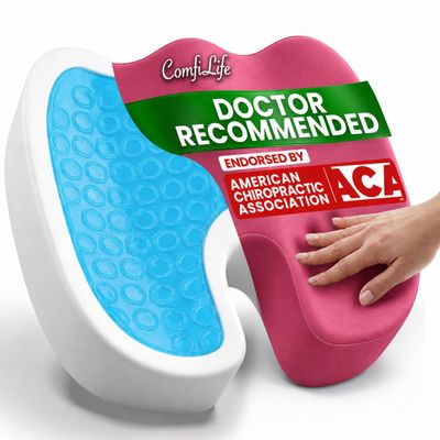 ComfiLife Premium Gel & Memory Foam Seat Cushion Doctor Recommended Office Chair Cushion, Car Seat Cushion Chair Cushions for Back & Sciatica Pain Relief Seat Cushions for Office & Desk (Pink)