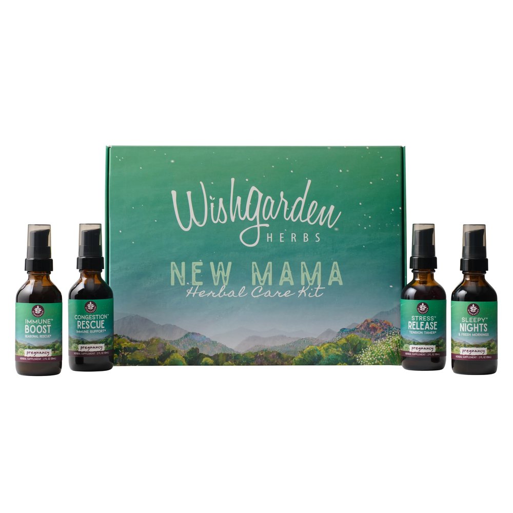 WishGarden Herbs Pregnancy Essentials Kit w/Gift Box - Unique Pregnancy Gifts for Expecting Mom Includes Sleepy Nights for Pregnancy & Stress Release for Pregnancy, 4 Pregnancy-Safe Herbal Formulas