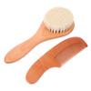 ANDRESLAD Wooden Hair Brush Comb Set Wool Brush and Comb Kit for Newborns Ergonomic Design for Gentle Grooming Hair Care view 1