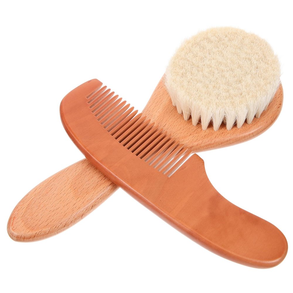 TOYANDONA 1set Wool Brush and Comb Newborns Soft Bristles for Gentle Scalp Massage and Cradle Cap Care Grooming Kit for Hair Care