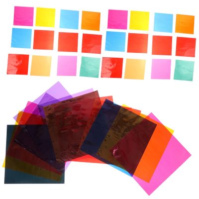 VILLFUL 84sheets Colored Cellophane Sheets for Candy Wrapping Diy Crafts and Creative Projects Multi-colored Square Transparent Paper Sheets Crafting Fun and Gifts