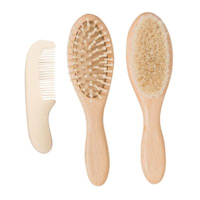Abaodam Newborn Grooming Kit Wooden Comb Brush Set Bath Accessories Wool Brush Scalp Massage Tools Hair Use