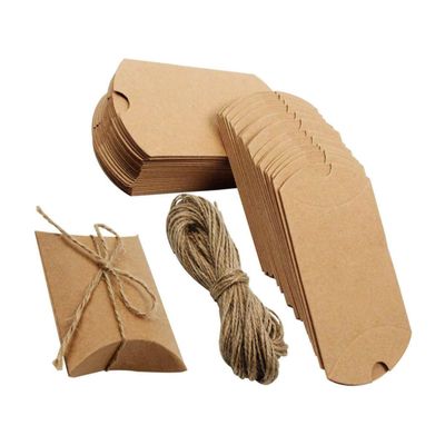 SEWOART Packaging Kraft Paper Boxes 100pcs Pillow Boxes Wedding Favor for Candy Storage Party Favor