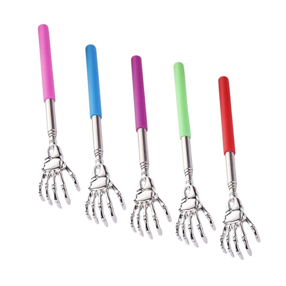 KOMBIUDA 5pcs Telescopic Back Scratcher Itch Relief Tools for Relaxation Comfortable Handle for Adults and Seniors Colors