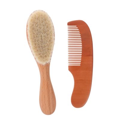 CIMAXIC Infant Hair Brush Comb Set Baby Wooden Comb Wool Brush for Newborn Baby Hair Accessories