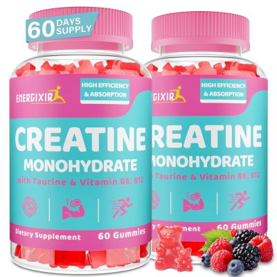 Creatine for Women, 120 Counts Creatine Monohydrate Gummies - No Bloating - Creatine Pre and Post Workout Chewables Supplement with Taurine & B6 - for Recovery, Strength, Energy & Booty, Performance