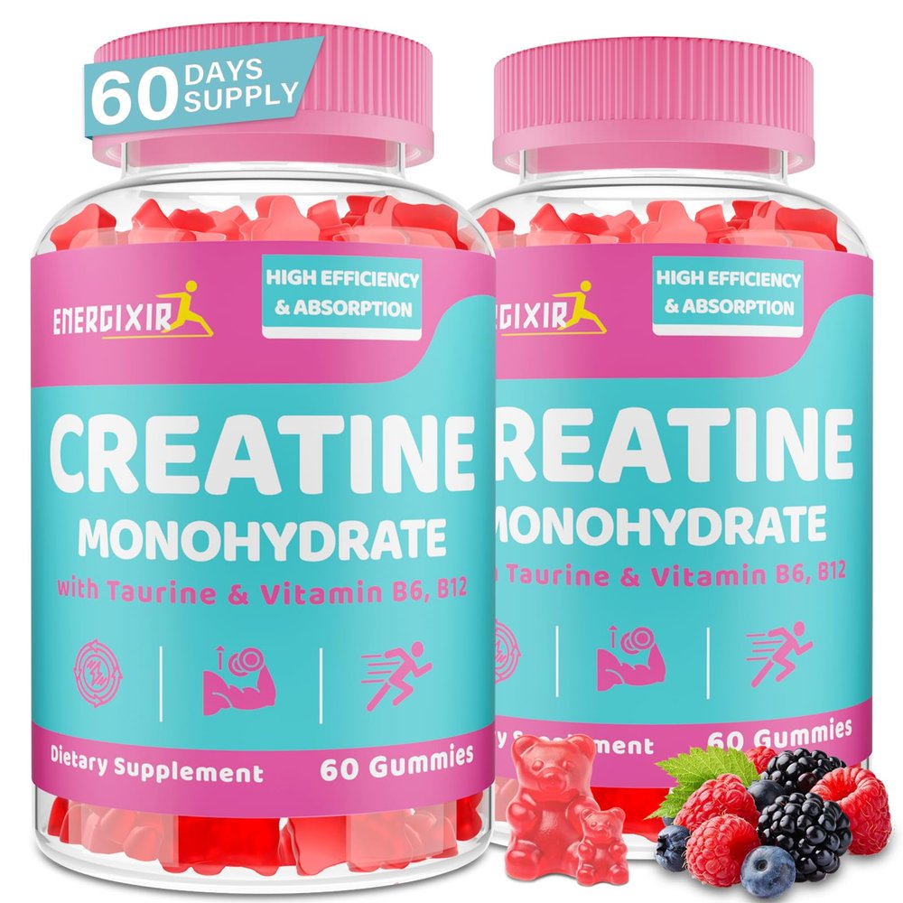 Creatine for Women, 120 Counts Creatine Monohydrate Gummies - No Bloating - Creatine Pre and Post Workout Chewables Supplement with Taurine & B6 - for Recovery, Strength, Energy & Booty, Performance