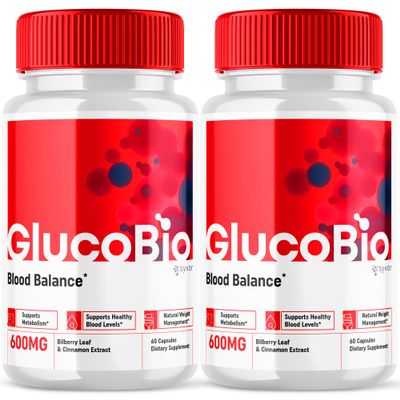 (2 Pack) Glucobio Capsules, Official Gluco Bio Advanced Health Support with All Natural Ingredients, Extra Strength Glucobio Glycogen Supplement Premium Wellness Support for Men & Women (120 Capsules)