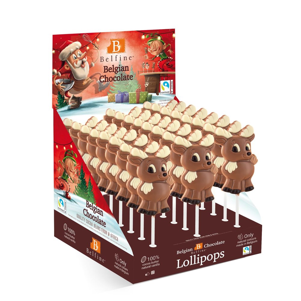 Belfine Chocolate Reindeer Lollipop-2 pack