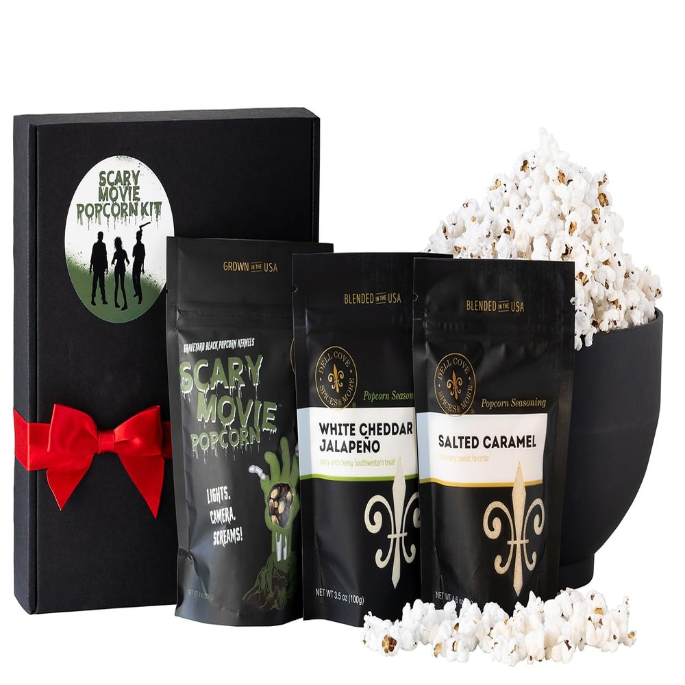 Dell Cove Spices | Scary Movie Popcorn Kit | Zombie Movie Popcorn + Pick Two Gourmet Seasoning Flavors