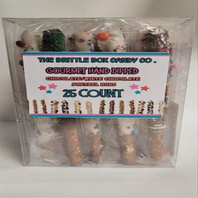Chocolate Covered Pretzel Rods 25 Count Gift Box Assorted Toppings