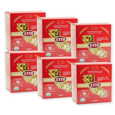 Etto Pasta- Organic Conchiglie Pasta- Single Ingredient- Non-GMO Pasta- Vegan, Vegetarian, Organic Pasta. Protein-rich, All Natural- Durum Wheat Semolina Gourmet Pasta. Small Batch Crafted Pasta. Proudly Made in California- 6 Boxes (6 Pounds).