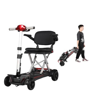 Mobility Scooters for Adults,Foldable Travel Mobility Scooter,Folding Electric Powered Scooter for Senior 15 Miles Long Travel Range, All Terrain Motorized Scooter 4-Wheel Scooter Wheelchair (Red)
