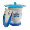 ZMQJEQANBG Enamel Spittoon Chamber Pots for Women and Men with Lid Urinal Bucket Toilet Bed Pans Handheld Portable Household(Blue B,Small) view 1