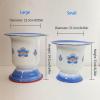 ZMQJEQANBG Enamel Spittoon Chamber Pots for Women and Men with Lid Urinal Bucket Toilet Bed Pans Handheld Portable Household(Blue B,Small) view 2