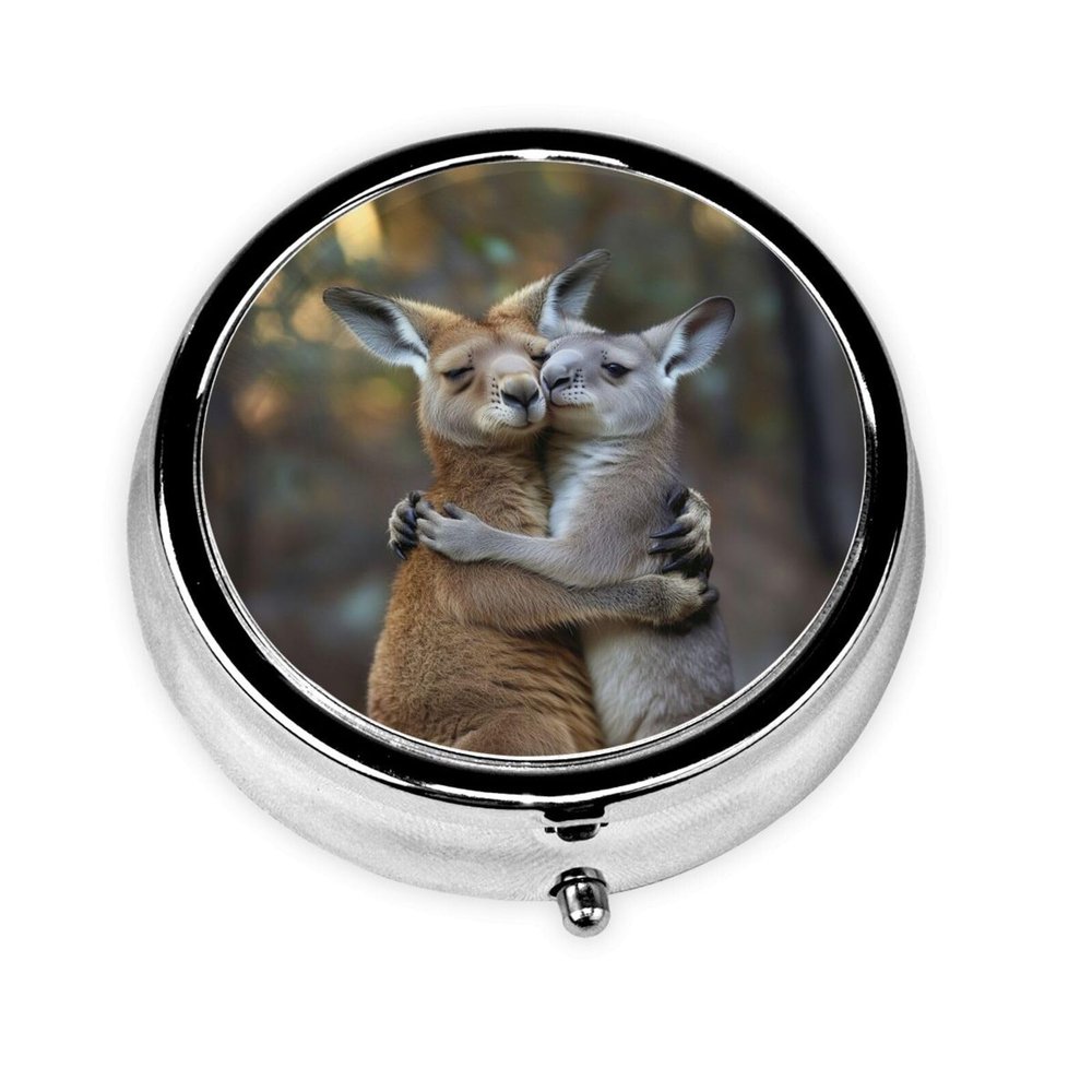 IYOVI Kangaroo Printed Pill Box/Pill Case Portable Square Pill Box, Pill Case for Purse Pill Box Travel, 2.2x1.6in